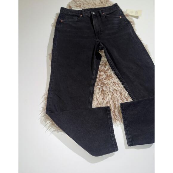 H & M women’s New slim straight regular fit high waisted ankle black jeans - Picture 2 of 16